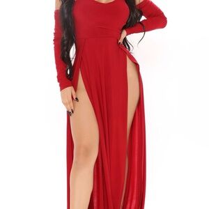 Elegant Red Off-Shoulder Dress